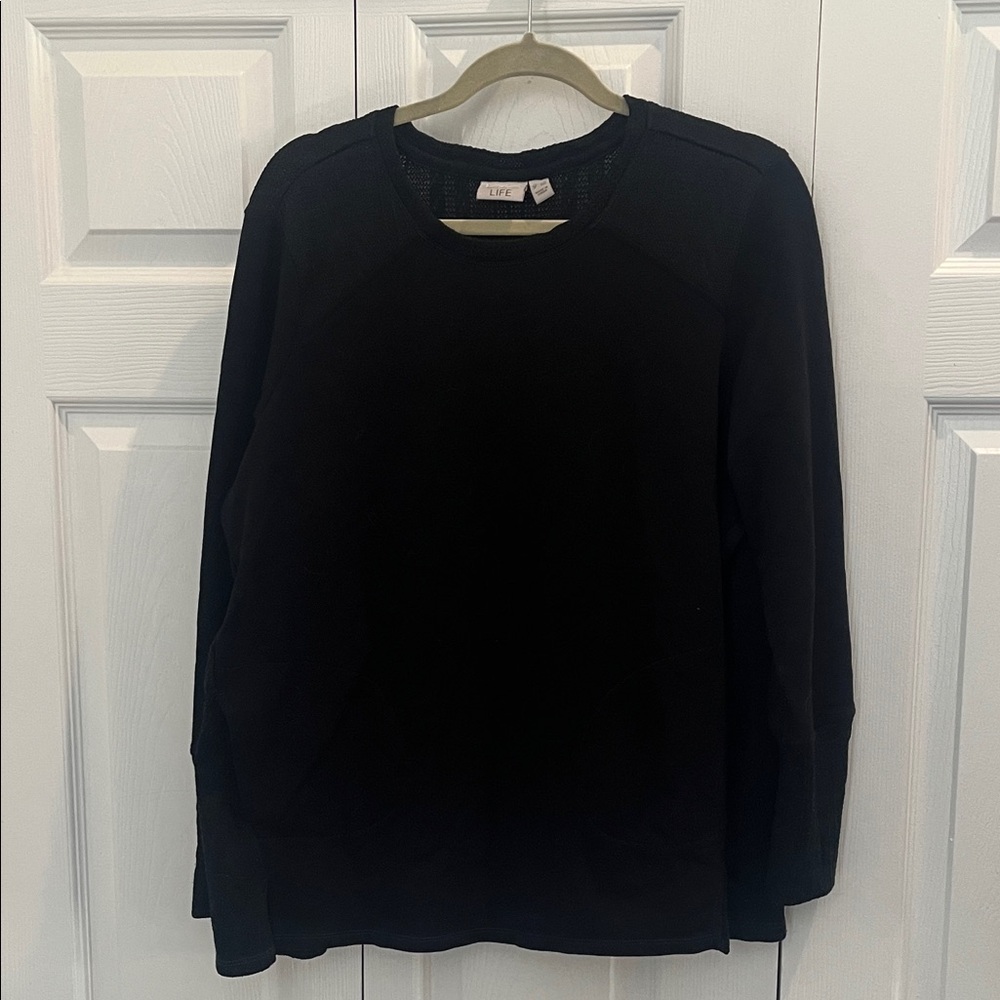 LOGO by Lori Goldstein Black Crew Neck Sweater